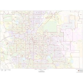 Denver, Colorado Zip Codes - 48" x 36" Laminated Wall Map