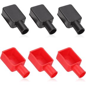 6pcs Battery Terminal Covers, Red & Black Battery Terminal Caps Soft Rubber Positive Negative Insulating Stud Insulator Post Covers Battery Terminal Protector for Cars Electric Bikes Trucks