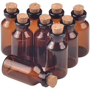 12units 2ml Glass Amber Vials with Cork Empty Small Brown Tiny Glass Jars Mini Glass Bottles Vials Jars (12, 2ML)
