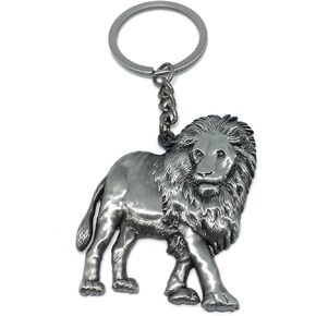 LION Pewter Keychain - Decorative Vacation Travel Souvenir Zoo Safari Jungle Animals Theme Decorations