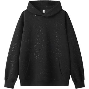 GURUNVANI Glitter Hooded Sweatshirt Unisex Sparkle Pullover Hoodies Mens Club Party Wear