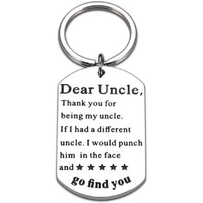 Fathers Day Gift for Men Uncle Gifts for Father's Day Keychain for Man First Time Uncle Gifts from Brother Sister Niece Nephew Kids to Uncles Keyring Birthday Christmas Gifts for Uncle Thank You Gifts