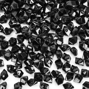FUTUREPLUSX 1050PCS Black Vase Fillers, Acrylic Fake Crushed Ice Rocks Fish Tank Vase Centerpiece Party Table Scatter Props Display