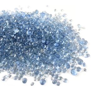 Glass Pebbles Mini Size Glass Stones 1 Pounds for Handmade Artwork, Terrarium, Flower Pot, Vase Filler (Blue)