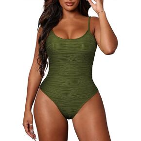Pink Queen Womens One Piece Swimsuits High Waisted Tummy Control Bathing Suit Textured Swimwear