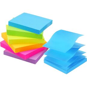 شراء مبكر للملاحظات اللاصقة المنبثقة 3×3، عبوات الملاحظات ذاتية اللصق 6 وسادات، 6 ألوان زاهية، 100 ورقة/وسادة (6 ساطعة)