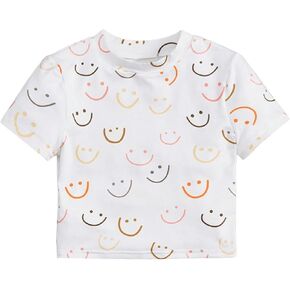 SweatyRocks Girl's Graphic Print T Shirts Short Sleeve Round Neck Tees Summer Tops