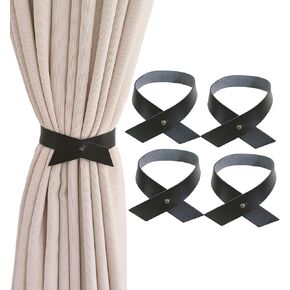 4pcs Leather Curtain Tiebacks, Tie Backs for Curtains,Curtain holdbacks, Curtain Ties for Home Office Living Room Bedroom Decoration (Dark Brown)