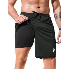 شورت رياضي لكرة السلة للرجال من SILKWORLD - شورت شبكي جاف للتمارين الرياضية مقاس 10 بوصة مع بطانة وجيوب بسحاب in Kuwait