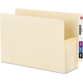 Smead End Tab TUFF File Pocket, Reinforced Straight-Cut Tab, 5-1/4" Expansion, Extra Wide Letter Size, Manila, 10 per Box (75160)