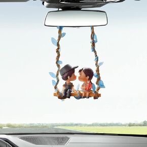 Rear View Mirror Accessories,Cute Car Decor,Car Mirror Hanging Ornament,Car Interior Accessories,For Car Cecorations And Home decorative pendants,Rope: 20cm Adjustable(Blue/Pink)