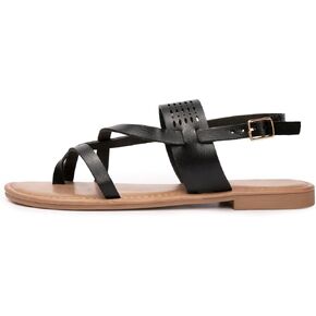 Luffymomo Womens Strappy Flat Sandals Leathe Gladiator Sandals Summer Casual Fisherman Thong