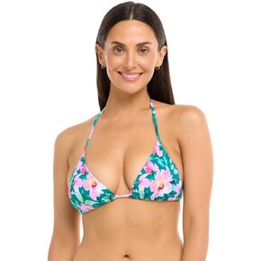 Eidon Women's Standard Kali Triangle Slider Bikini Top Swimsuit, Tropical Paradise