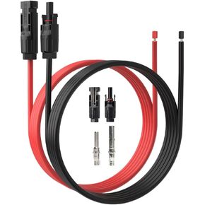 Solar Panel Extension Cable-1Pair 10WAG 30FT Solar Extension Cable Black＆Red with Male/Female Connectors Solar Panel PV Cable Wire with Extra Pair of Connectors Solar Panel Adaptor Kit