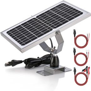 SUNER POWER 12V Solar Battery Charger Maintainer, Waterproof 10W Solar Trickle Charger, High Efficiency Solar Panel Kit, Built-in Intelligent MPPT Controller + Adjustable Bracket + SAE Cable Kits
