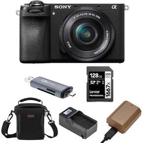 Sony Alpha a6700 Camera with E PZ 16-50mm f/3.5-5.6 OSS Lens Bundle with Shoulder Bag, 128GB SD Card, Card Reader, Corel Mac & PC Software Kit, 2X Extra Battery, Charger and More (10 Items)
