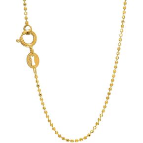 14k Solid Yellow Or White Gold 1mm Diamond-Cut Bead Ball Chain 16" 18" 20"