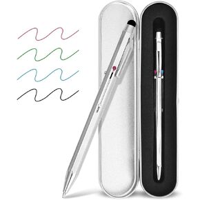 SMTTW 5-in-1 Stylus Pen&Multicolored Pen in One, Multifunction Pen with Metal Gift Box,Black Blue Red Green Ballpoint Pen Ipad with Universal Stylus Multicolor Pen for Touch Screens（Black）