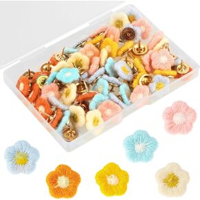 60Pcs Decorative Flower Thumb Tacks Cute Push Pins for Corkboard Bulletin Board Fun Thumbtacks Colored Floret Pushpins for Photo Wall Whiteboard Map Display Decoration Supplies