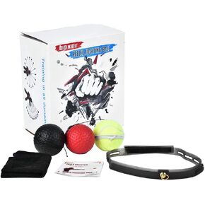 Cocoarm Boxing Reflex Ball Set, 3 Difficulty Levels Boxing Ball with Headband, Reflex Ball Gel Fight Ball Reflex Boxing Reaction Training Speed Punch, Fight Skill and Hand Eye