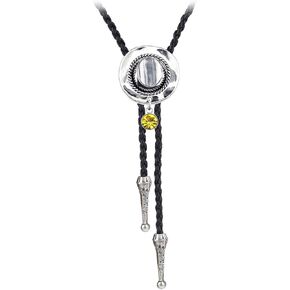 BRBAM 12 Colors Birthstone Bolo Tie Western Cowboy Hat with Birthstone Pendant Bolo Tie Birthday Gift for Cowboys