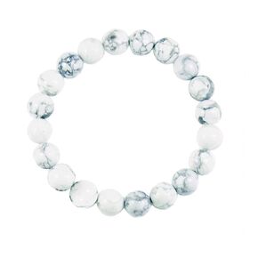 10mm Natural Howlite Beaded Bracelet for Men - Uplift and Rejuvenate - High Quality Stretch White Gemstone Beads Mens Bracelet Size Medium - Made in USA - Gift For Him