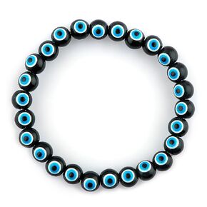 Protection & Good Luck - Black Evil Eye Elastic Beaded Stretch Bracelet, Chakra Energy, Healing Beads Jewelry for Men & Women, Adjustable Bracelet, Gift Giving Bracelet, 7.25 to 7.50 inch