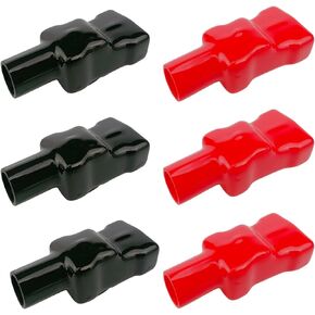 6 Pcs Battery Terminal Covers Red and Black battery terminal protector Covers Flexible Battery Boots Insulating Protective Lug Caps for Car Auto Vehicle Marine Commercial and Power Sports
