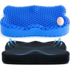 Thickened Gel Seat Cushion, Chair Seat Pad for Wheelchair, Gel Cushion Seat for Pressure Coccyx Sciatica Pain Relief, Egg Cushion for Car Office Chair, Cooling Cushion for Long Sitting[Black-2.75"]