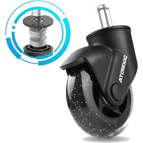 Office Chair Caster Wheels, 3" Newly Lightweight Caster Wheels & Revolutionary Swivel Vertical Axle, Safe Protection for All Floors Including Hardwood, Set of 5