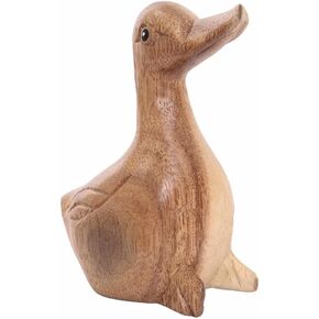 Good Luck Wooden Hand Carved Wooden Duck Statue, Sculpture Art Decorative Rustic Home Decor Accent Handmade Handcrafted Decoration.