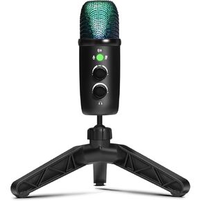 ميكروفون مكثف USB من AFAITH مع مؤشر RGB وكتم الصوت السريع وحامل ثلاثي القوائم وفلتر بوب للبودكاست والألعاب والبث والاستوديو وميكروفون الكمبيوتر in Kuwait