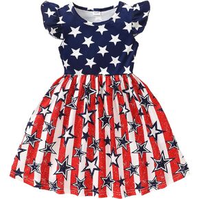 Toddler Baby Girls Summer Dress - Cute Dinosaur Sunflower Pattern Casual Sundress Ruffle Sleeve Butterfly Dresses Outfits