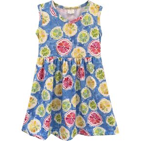 Girls Toddler Baby Girl Spring Summer Lemon Fruit Print Pearl Tank Dresses