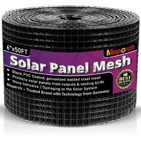 MAPORCH Solar Panel Critter Guard - PVC Coated Galvanized Steel Mesh (6" x50FT, 1/2" x1/2") for Rodent & Bird Protection, Easy-to-Install Solution