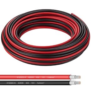Solar Panel Wire - 50FT Black & 50FT Red Tinned Copper Wire, 10AWG (6mm²) PV Wire Solar Extension Cable for Outdoor Automotive RV Boat Marine Solar Panel- Black & Red (10AWG 50FT)