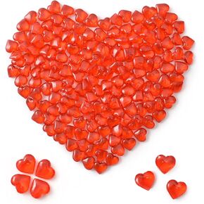 HUIANER Acrylic Heart Gems 1lb Hearts Shaped Crystals Mixed Color Beads for Valentine's Day Decorations Vase Filler Table Scatter Engagement Wedding Home Decorations（225Pcs Mix Color）