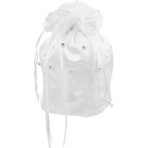 SEWACC Pearl Bag Bridal Purse Wedding Money Bag White Satin Bridal Purse for Women Flower Decorated Handbag Gift Bag Pouch Bag Wedding Supplies Satin Bags Rhinestone Purse