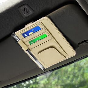 Car Sun Visor Organizer Clip, Small Car Card Sleeve Pocket Organizer, Car Visor Document Holder, Sunglasses, Car Registration/Drving License, Insurance Info, Pen, Note - Grey