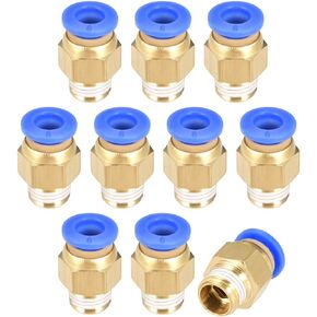 uxcell Straight Pneumatic Push to Quick Connect Fittings G1/8 Male x 6mm Tube OD 10pcs