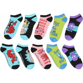 RICK AND MORTY Men's Mix and Match Ankle No-Show Socks 5 Pair Pack