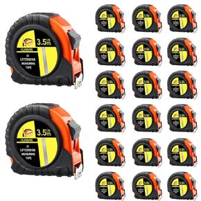 20 Pcs Tape Measure 12 ft, Retractable Measuring Tape Bulk Self Locking Measurement Tape Easy to Read with Fractions 1/8, Steel Power Tape 1 Inch for Engineer Crafter (Red)