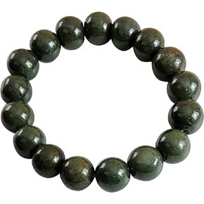 Handmade Jadeite Green Real Jade Bracelet for Women Men Good Fortune Thai Charm Luck Jewelry Healing Energy Lucky Powerful Prosperity Success 12.90mm.
