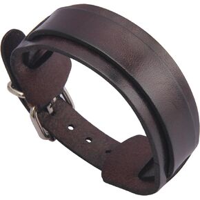 JAOYU Punk Leather Cuff Bracelet Goth Leather Wristband Rock Bracelet Biker Bracelet for Men Leather Armband Black Handmade Jewelry - Teen Boys Gifts