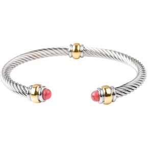 Multi Twisted Cable Wire Cross Bracelet For Women Men Classic Stainless Steel Fashion Stackable OPen Bangle Open Cuff Bangles Vintage Jewelry With Gemstone
