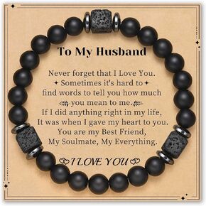 Fathers Day Bracelet Gifts from Daughter Son Wife Nature Stone Mens Bracelet Best Dad Ever Gifts Father's Day Gifts for Husband Boyfriend Step Dad Birthday Anniversary Christmas Jewelry Gifts