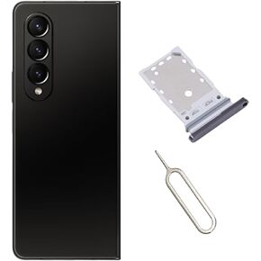 قطع غيار فتحة حامل بطاقة SIM مزدوجة لهاتف Samsung Galaxy Z Fold 4 5G + دبوس إخراج مفتوح (أسود)