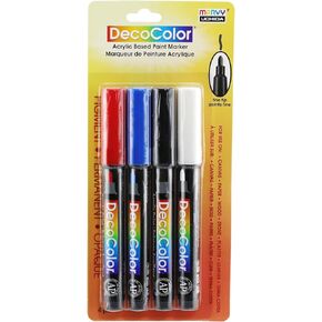 DecoColor Fine Tip Paint Marker Set 4/Pkg - Blue, Red, Black And White