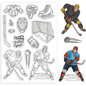 GLOBLELAND Hockey Puck Sport Background Clear Stamps Hockey Puck Clear Stamps Sport Silicone Clear Stamps for Card Making Rubber Stamps Crafting Paper DIY Scrapbooking Decor Photo Album Decorations