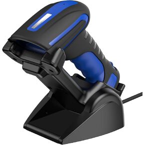 Symcode Industrial Barcode Scanner Wireless 2.4Ghz 2 in 1 USB Wired IP67 Extreme Drop Resistance.1.44TFT Screen Display Barcode Type can be displayed. Length, Data for Windows Mac Android iOS(Blue) …
